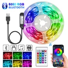 Светодиодная лента, Usb, 5 В, Bluetooth, 5050 Rgb, управление через приложение