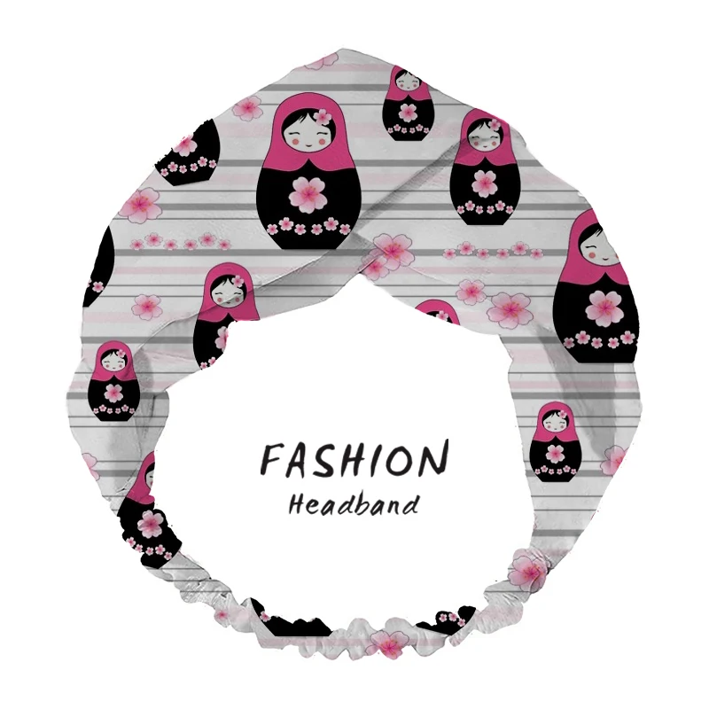 

Women Hair Accessories 2020 Hairbands Matryoshka Print Headbands Women Summer Cross Knot Turban Bandage Bandanas Hair Scrunchies