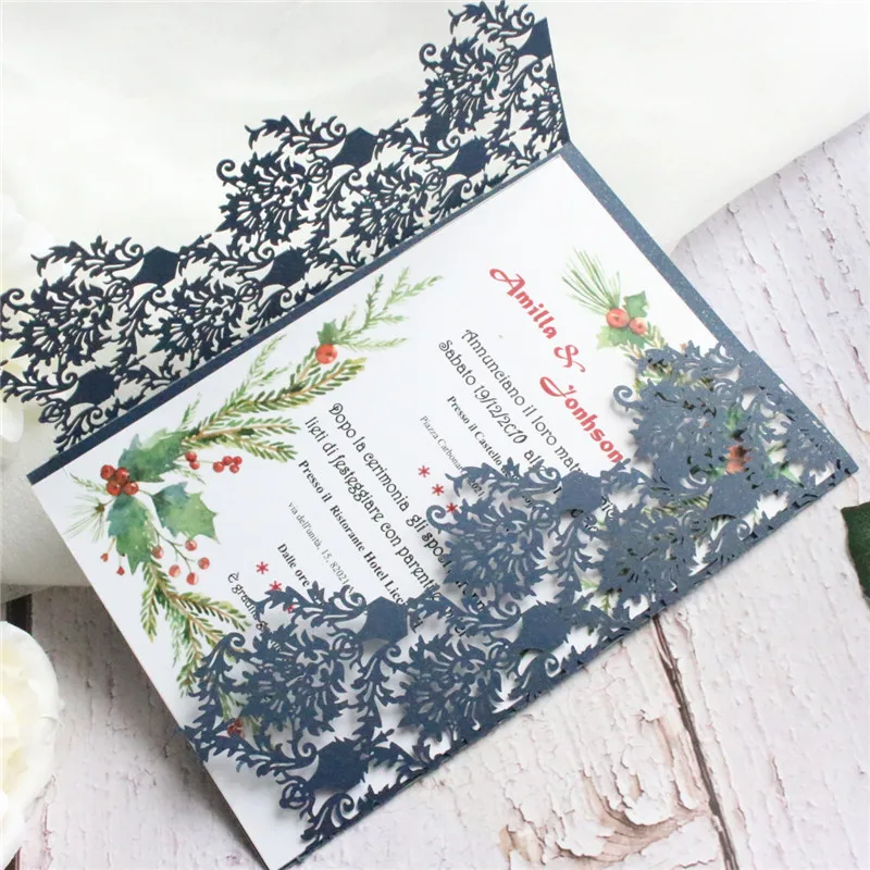 Деревенские Цветочные приглашения с красной лентой индивидуальная вставка