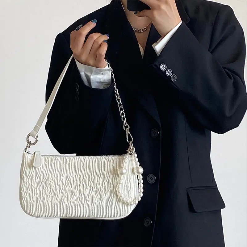 

Fashion Exquisite Shopping Bag Pearl Chain Totes Large Capacity Women Shoulder Bags Luxury Handbags Combined Shoulder Straps