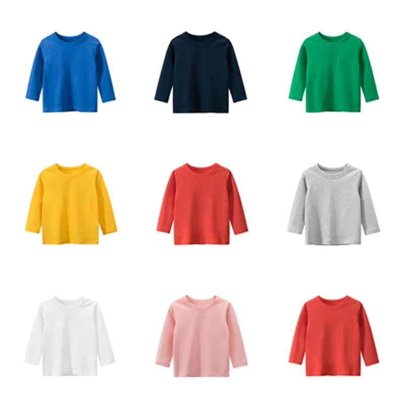 

Long Sleeve Girls T-shirts Spring Summer Solid Color T-shirts for Girls Cotton Kids Tops Tees Children T Shirts Girls Clothing