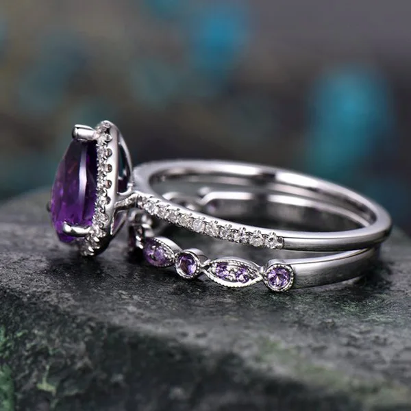 Роскошные обручальные кольца для женщин капли воды с 1.5ct прозрачными камнями