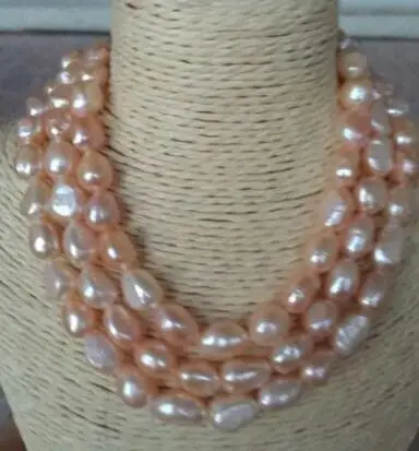 

hot sell Noble jewelry 3row triple strands 11-12mm south sea gold pink baroque pearl necklace