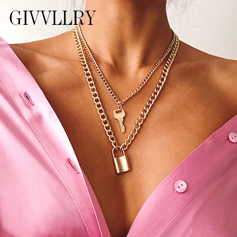 Винтажное ожерелье с замком для ключей женское ювелирное изделие геометрическое