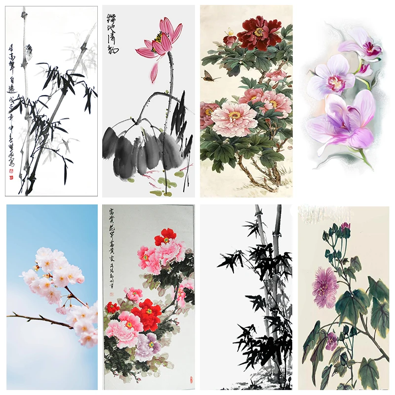 5D алмазная живопись сделай сам вышивка крестиком эстетика Плюм Орхидея бамбук и