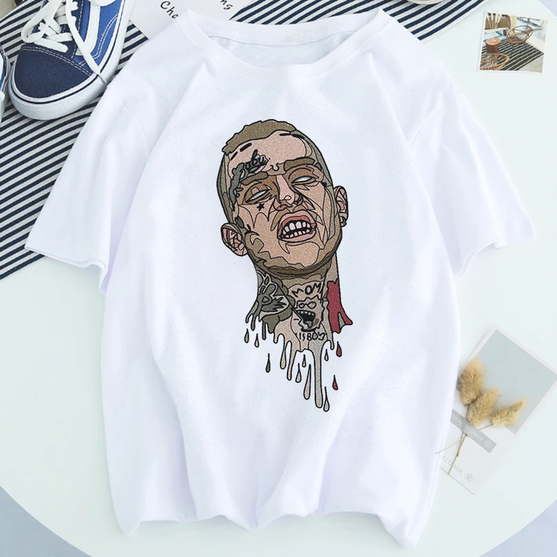 90s Графический Корейская одежда Lil открытым Футболка Harajuku в стиле хип хоп