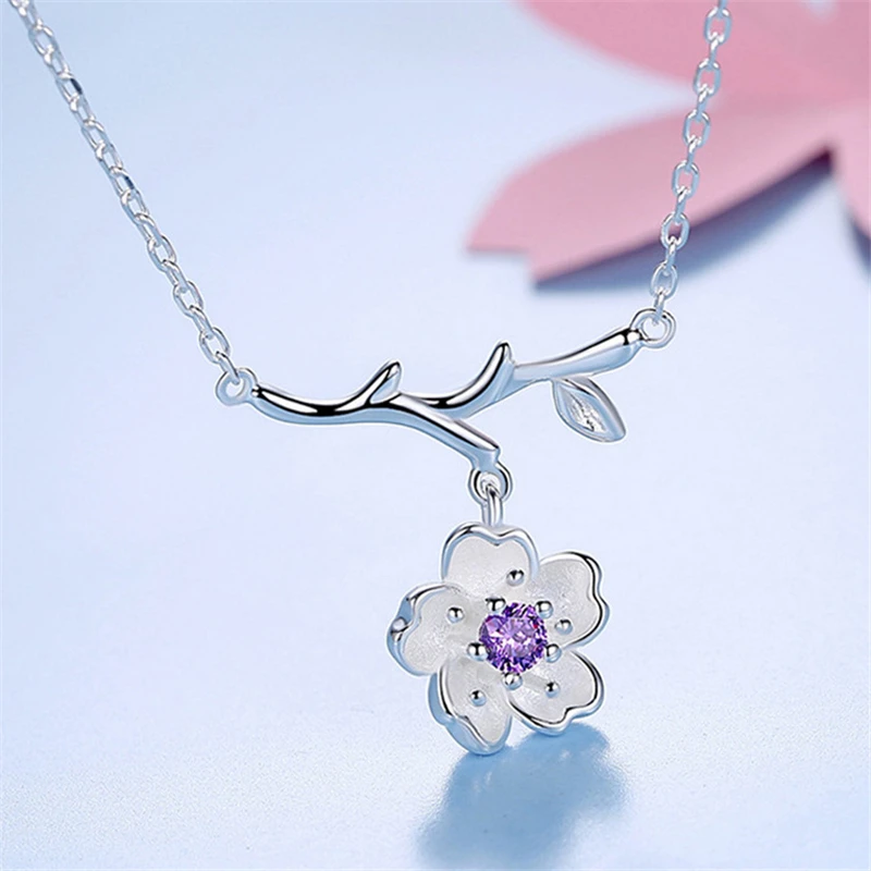 Серебряный браслет Милая новая мода Сакура Очаровательная цепочка с цветком