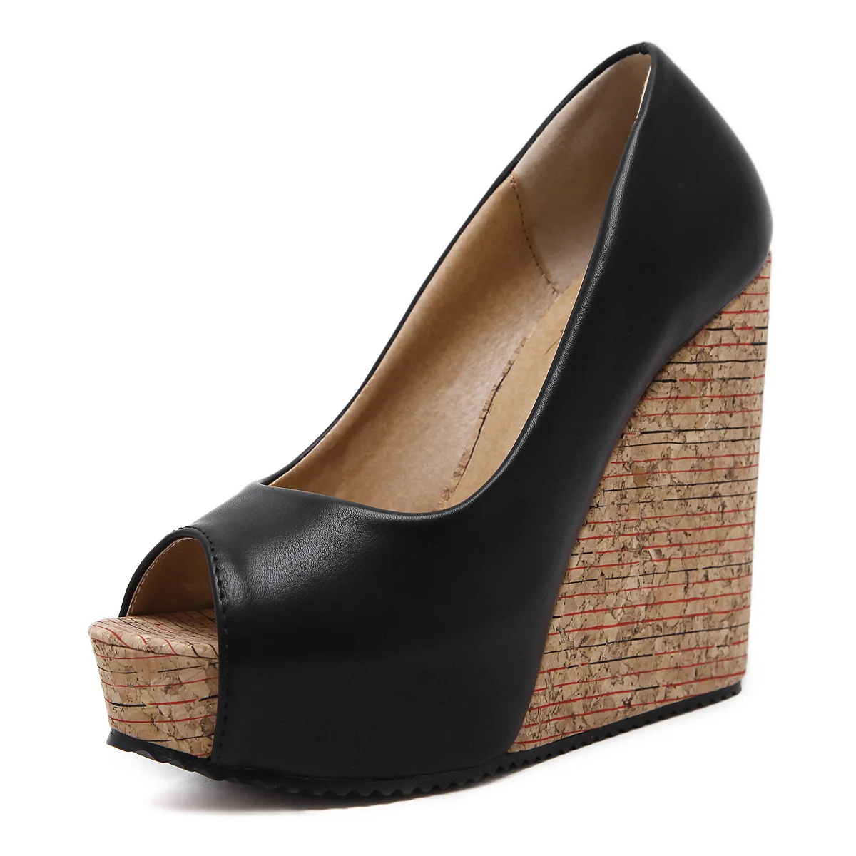 

Slope heel fish mouth single shoes in spring 2020