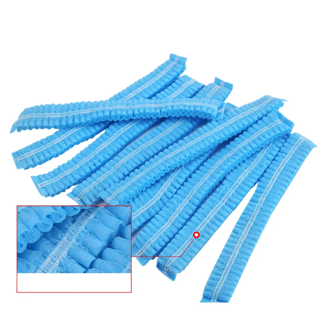 

65PCS Disposable Hat Disposable Shower Caps Pleated Anti-Dust Hat Anti-fall Protection Non-woven Double Rib Bar Cap