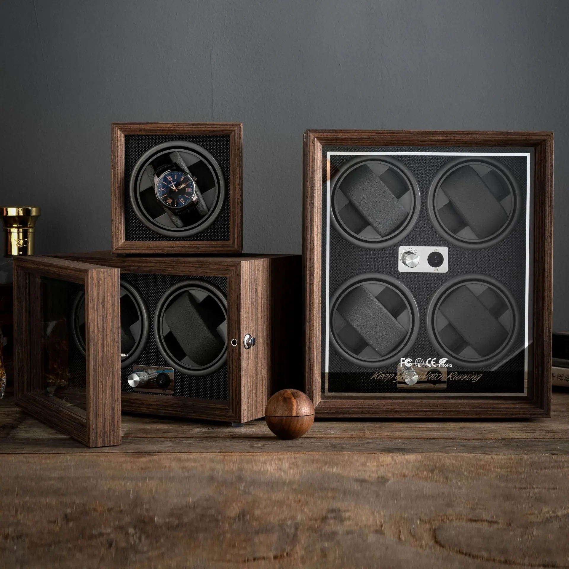 Single Automatic Megger Watch Winder Wood Housing Wood Aroma Watches Winder Box for Home Automatic Store Wholesale  Box 13 Cm