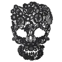 embroidered skull patch fabric collar gothic gown appliques sew on patch for wedding decoration dress diy
