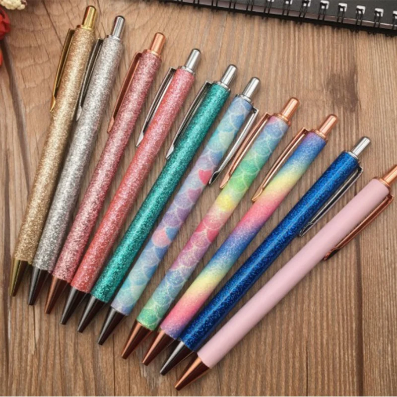 

20 Pcs Ballpoint Pens 1.0mm Glitter Sequin Crystal Pen Colors Student Stationery Office Writing
