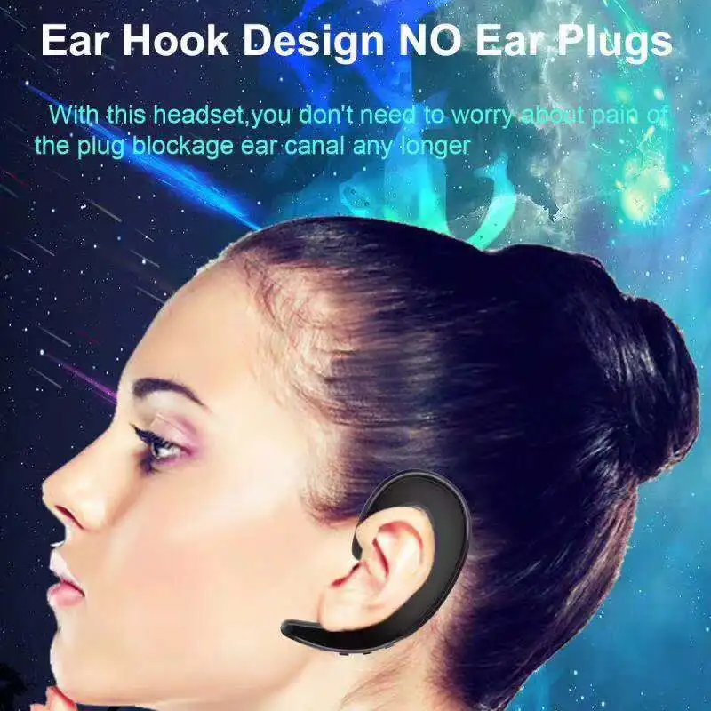 Беспроводные наушники, Bluetooth наушники, ушные крючки, Спортивная стереогарнитура для телефона, iPhone, Xiaomi, костная проводимость, наушники