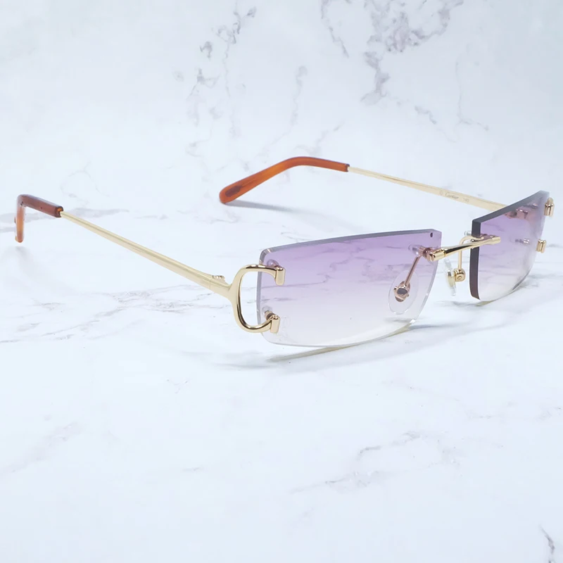 Маленькие квадратные модные солнцезащитные очки для мужчин без оправы металл C