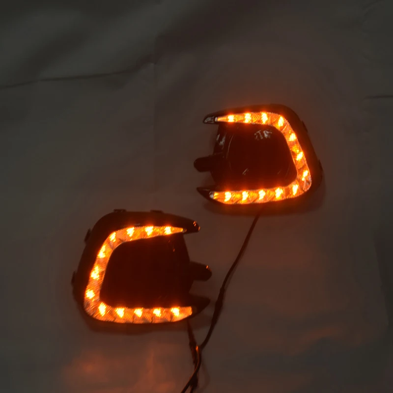 

ECAHAAYKU for Mitsubishi Pajero Sport Montero Sport 2013 2014 2015 Daytime Running Lights Fog Lamp Cover DC12V ABS LED DRL 2 PCS