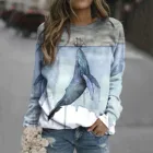 Блузка женская с длинным рукавом, элегантная Рубашка в стиле пэчворк, Повседневный пуловер с принтом морских животных, Рубашка @ 40, весна