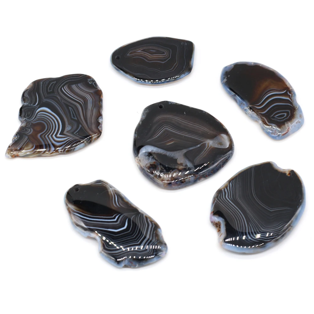 

2022 Black Striped Agate Beads with Holes Irregular Natural Semi-Precious Stone Loose Beads for Jewelry Making DIY Necklace Gift