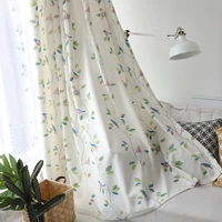 bird curtains for living room linen bird leaves printed curtains tulle for kids room child beige curtain fabric hm07520
