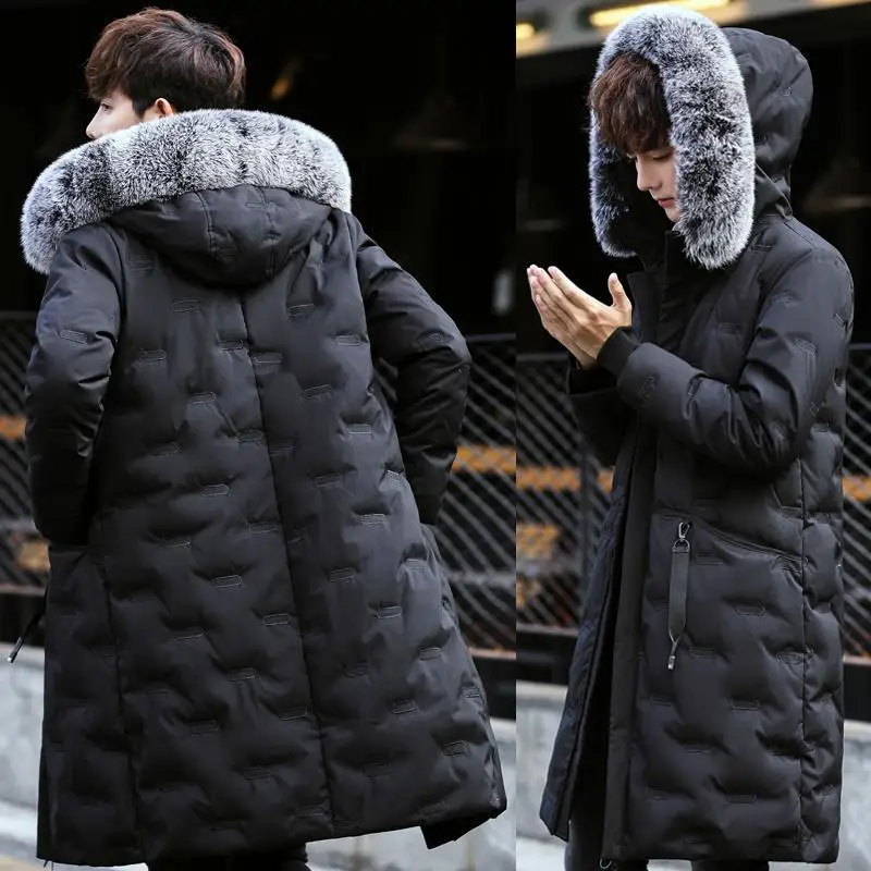 

2020 new down jacket for men in South Korea thickened mid long slim fit for students in South Korea winter coat trend