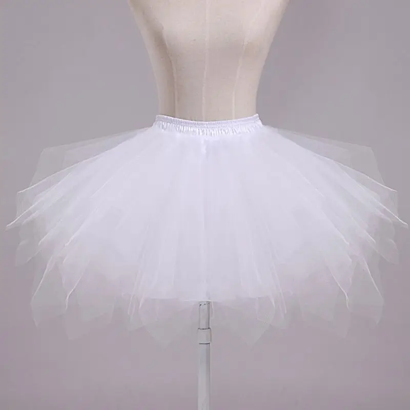 Женская четырехслойная юбка с эластичным шнурком на талии однотонная короткая