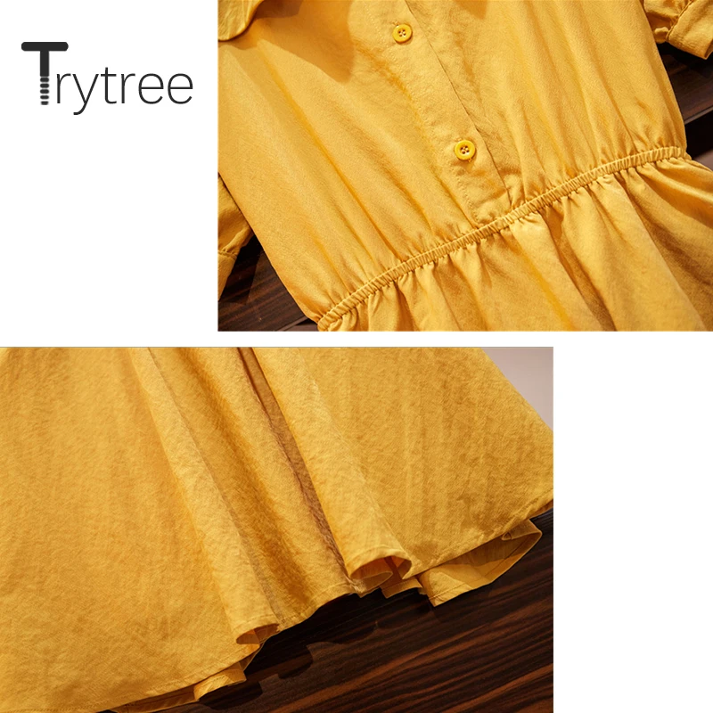 Летнее платье Trytree женское Повседневное майка лоскутное рубашка с отложным