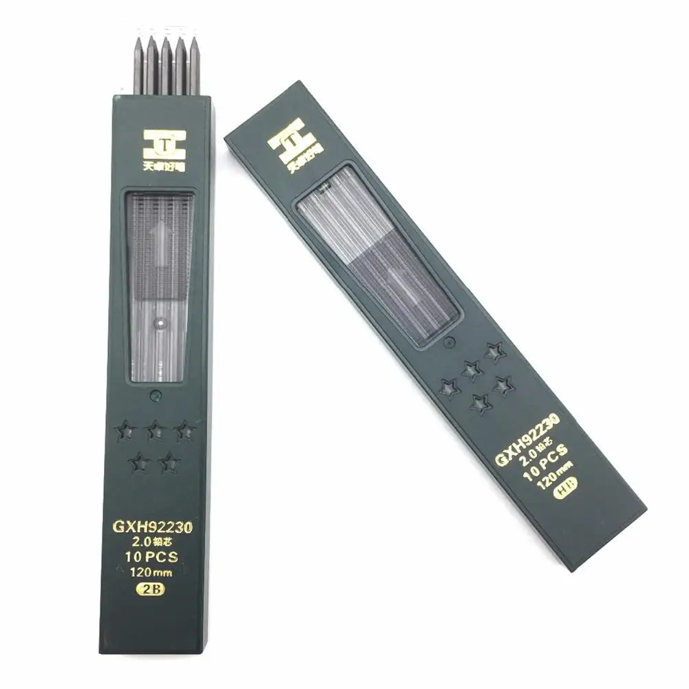 

2019 New Arrival 10pcs/set 2.0 Pencil Lead Core HB/2B Pencil Refill 120mm Length for Mechanical Pencil and Compasses Pencil Lead