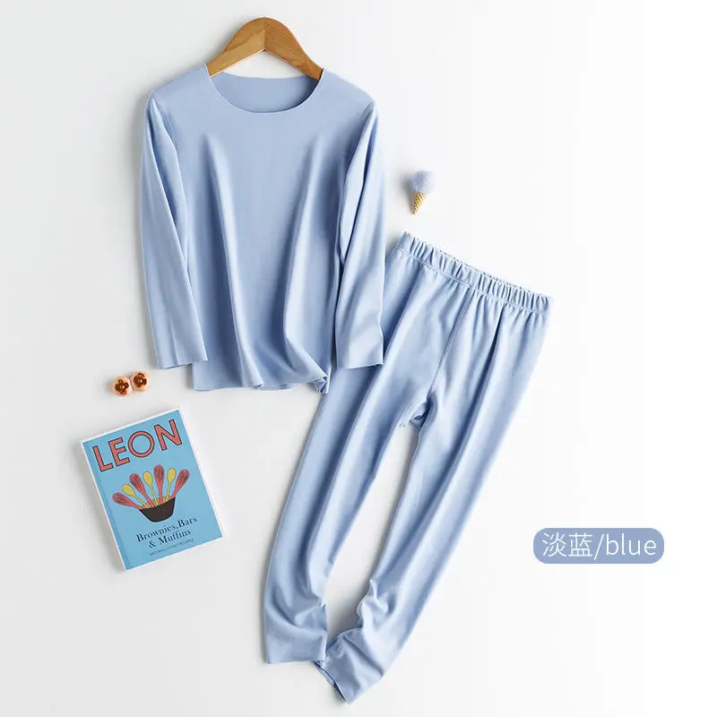 

Autumn 2pcs. Children Clothes of Sleepwear knit Pure Color Cotton Children's Pajamas Set Children's Suit Baby Clothes Sets