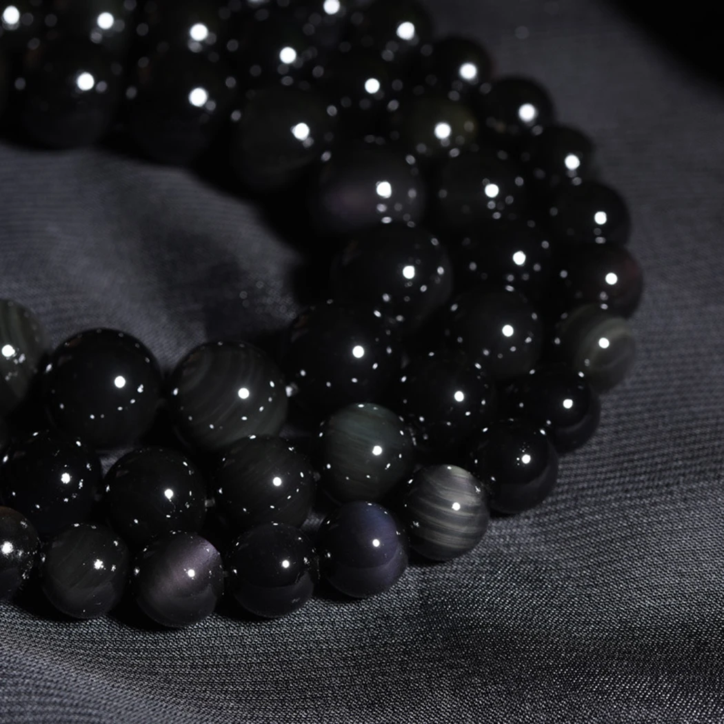 Круглые Бусины Из Натурального обсидиана 4-12 мм для изготовления ювелирных