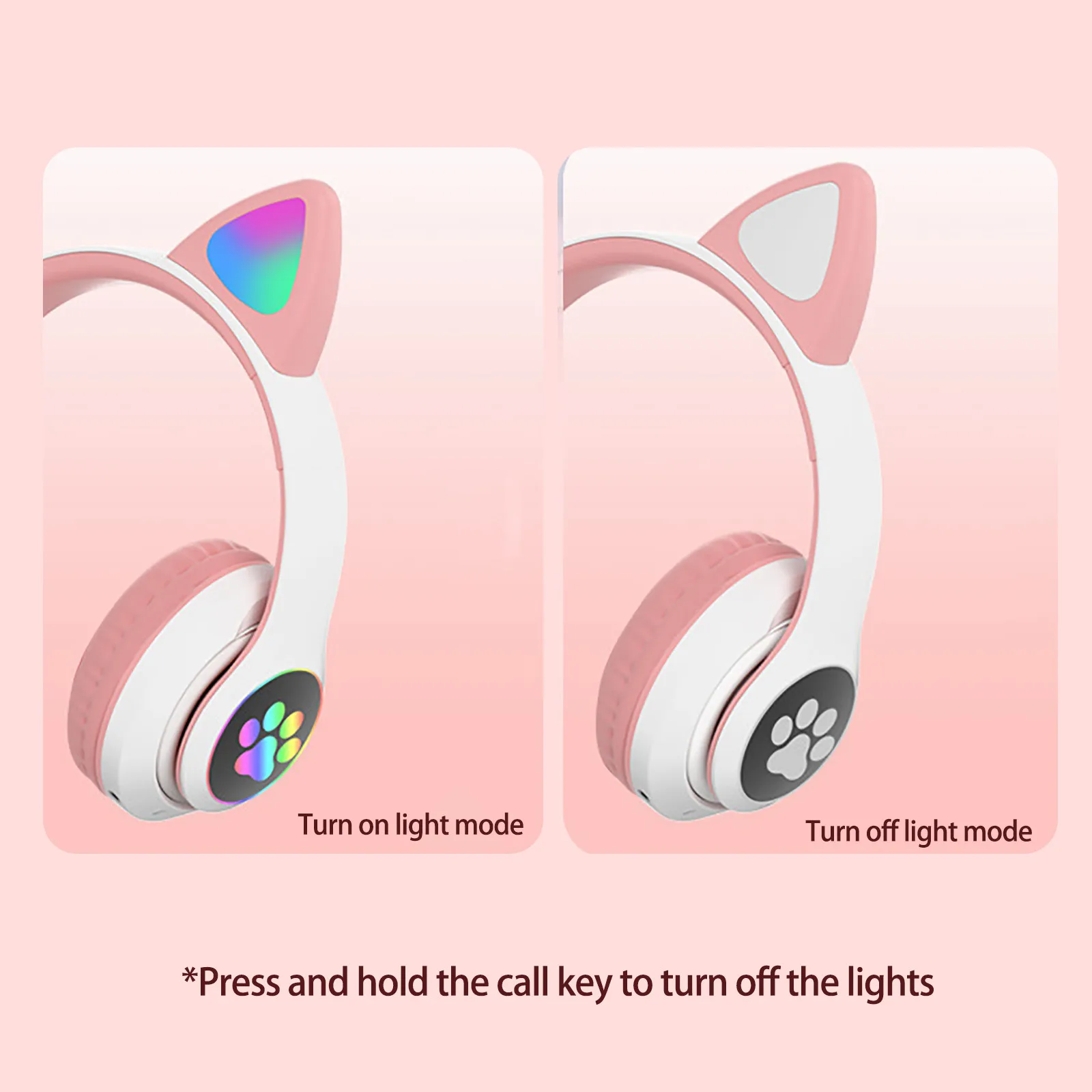 Bluetooth-Наушники со светодиодной подсветкой складная беспроводная гарнитура с