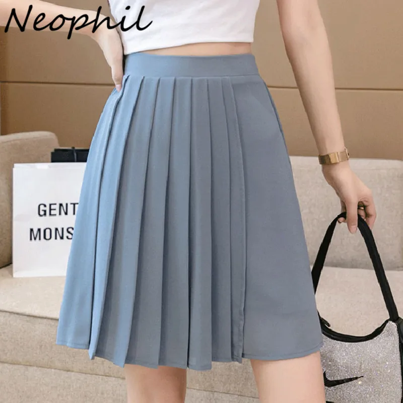 Летние шифоновые плиссированные шорты Neophil для женщин, женские шорты, Однотонные эластичные юбки-штаны с высокой талией P21522