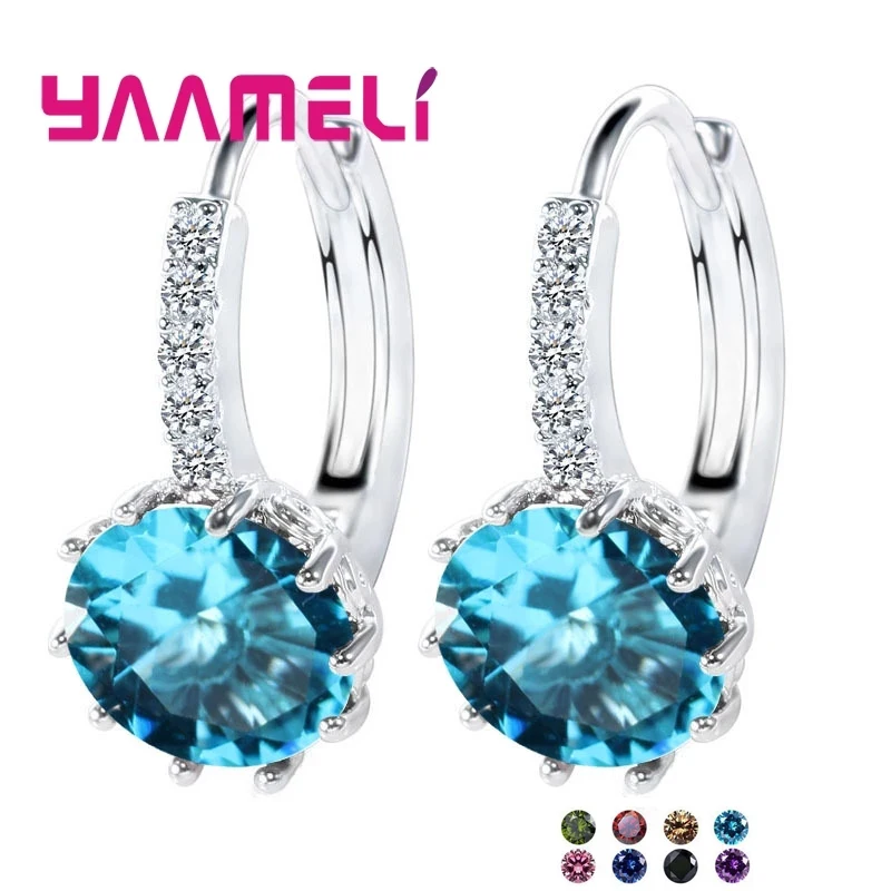 Женские серьги кольца из серебра 925 пробы ярких цветов|sterling silver hoop earrings|silver earringsdrop