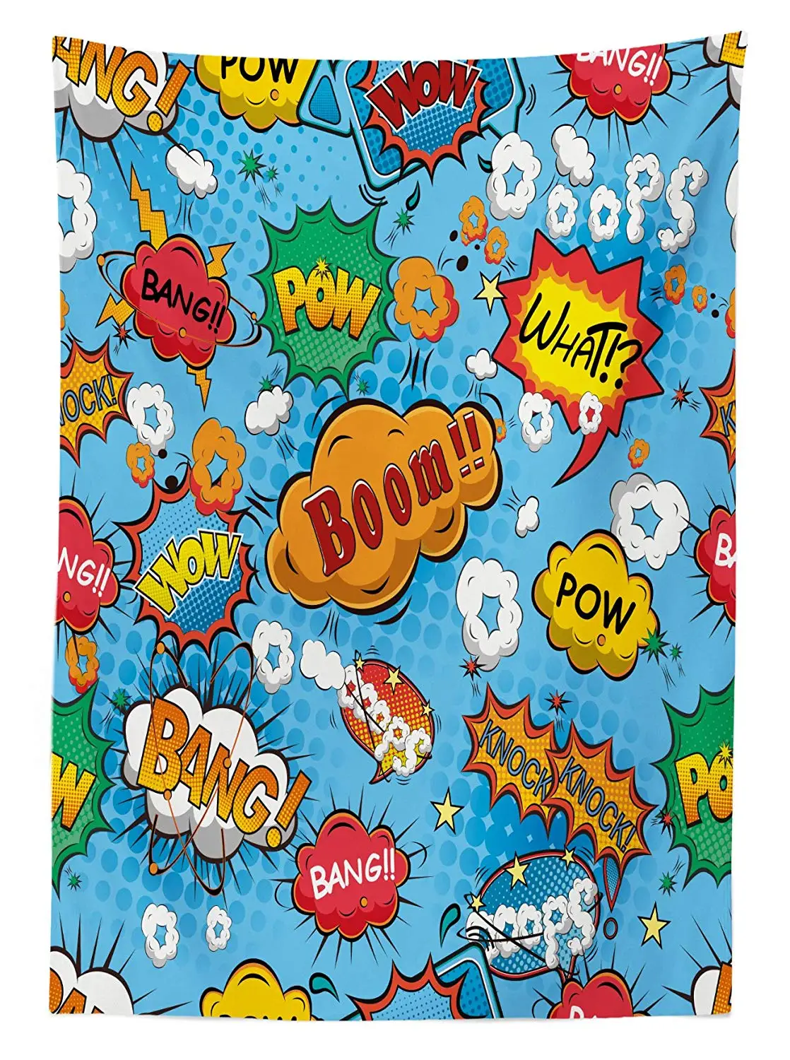 Скатерть супергероя красочный комический стиль эффекты бум крик журнал знаки
