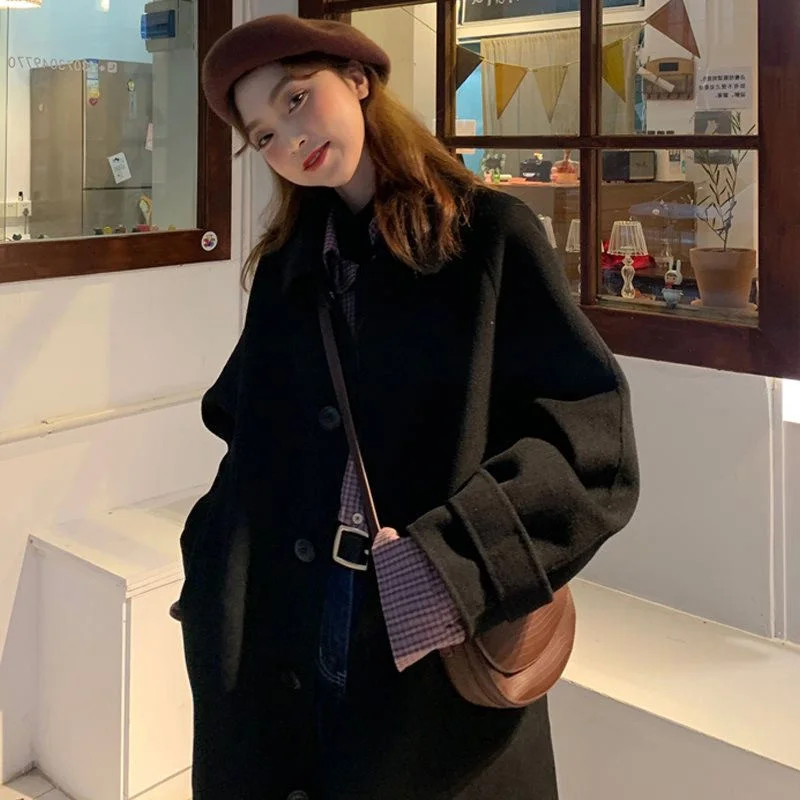

Long Woolen Coat Women Japanese Style Women Coats And Jackets Winter Korean Fashion Coat Loose Plaszcze Damskie Clothing BE50NZ