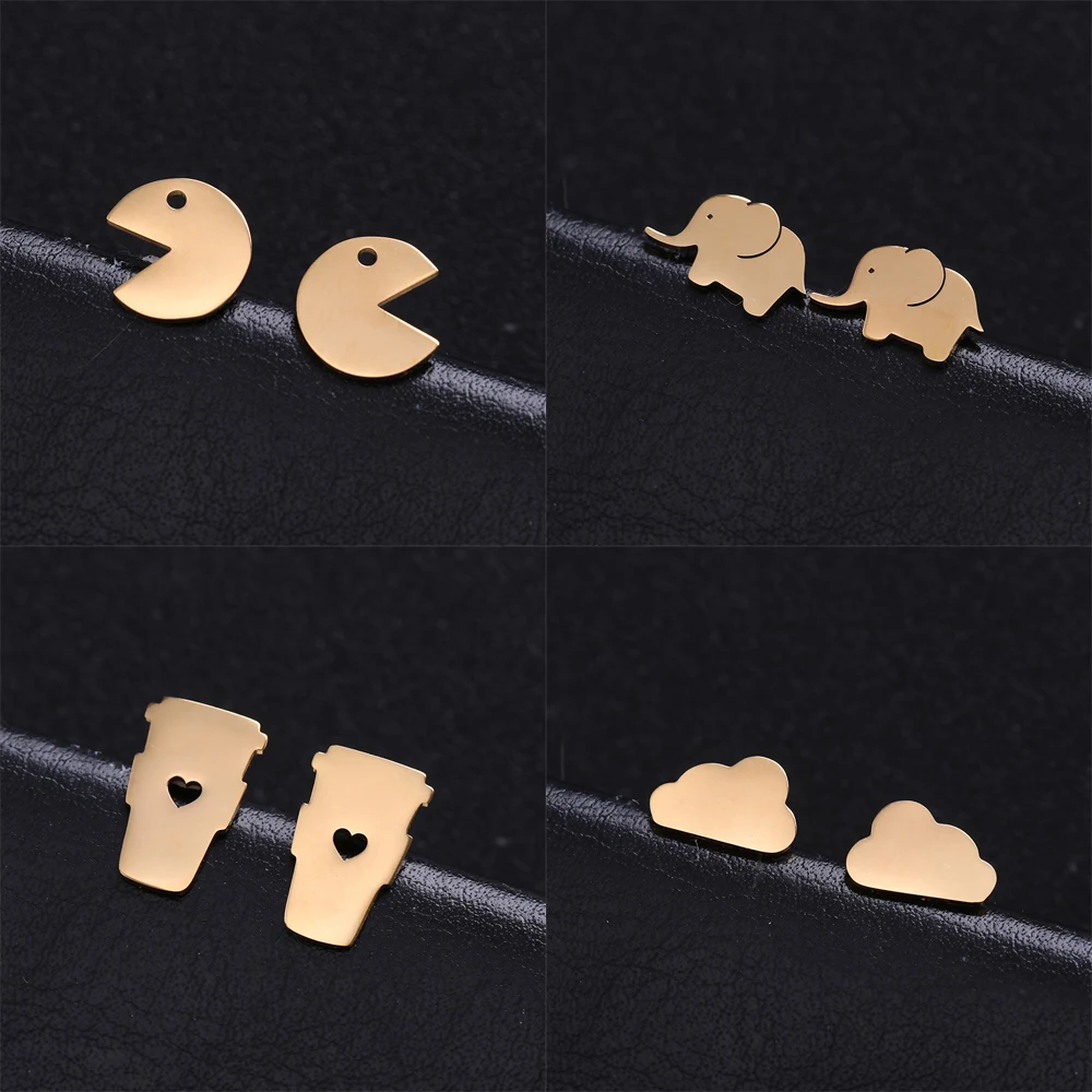 Модные и очаровательные серьги COOLTIME чашки с белыми облаками изображением слонов