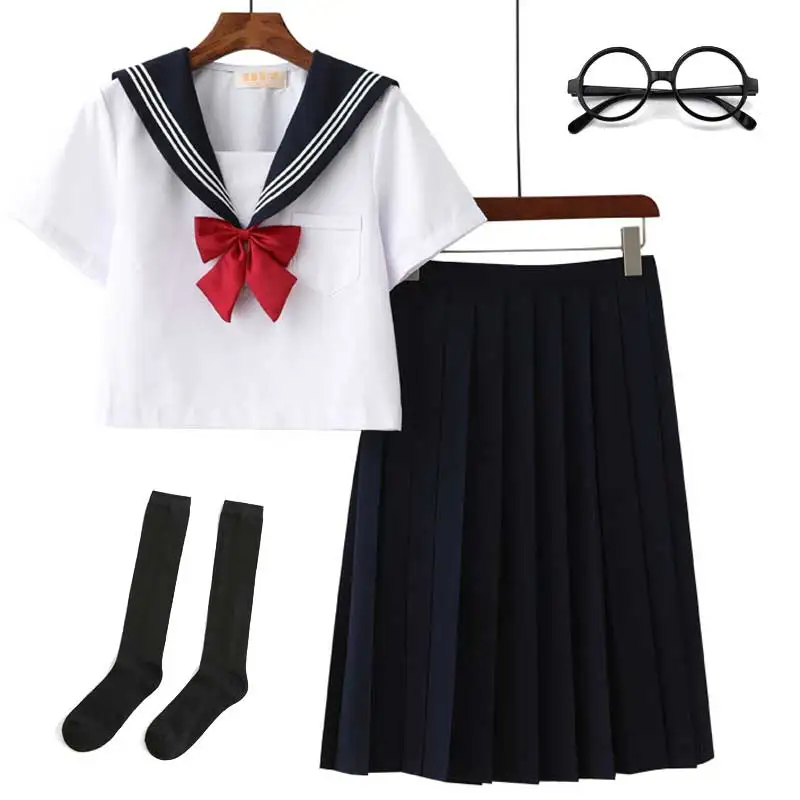 JK японская униформа для девочек платье моряка с длинным рукавом студенческий