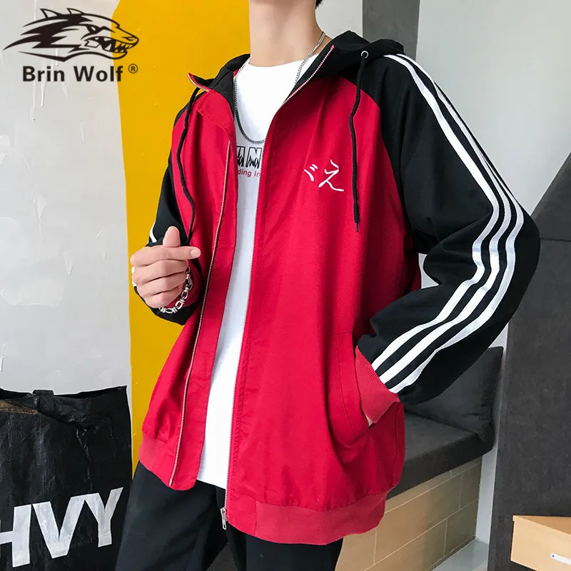 Мужская ветровка в полоску с капюшоном размеры до 5XL|Мужские куртки| |