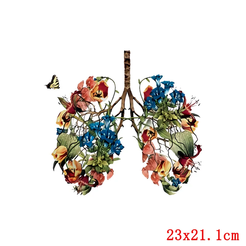 Flower Butterfly Heart Applique On Clothes Stickers Hippie Metal Iron-on Transfers For Clothing DIY Heat Transfer Thermo-sticker | Дом и сад