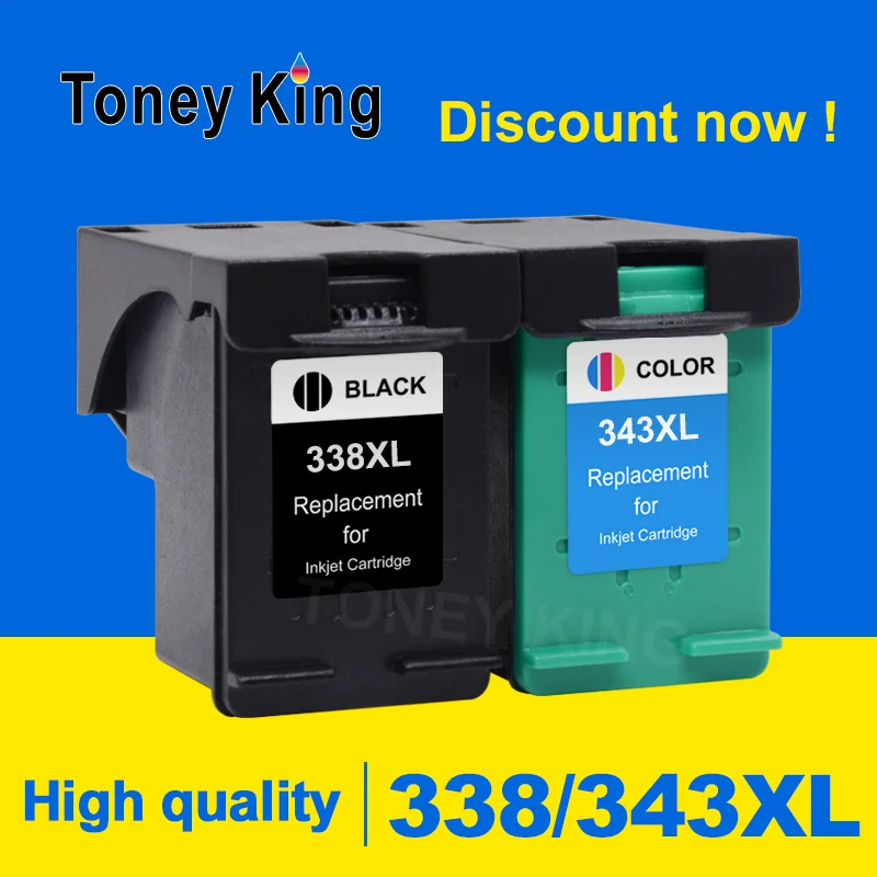 

Toney King 338XL 343XL Ink Cartridges for HP 338 343 XL Deskjet 460c 5740 5745 6520 6540 6620 6840 9800 6200 6210 5480 Printer