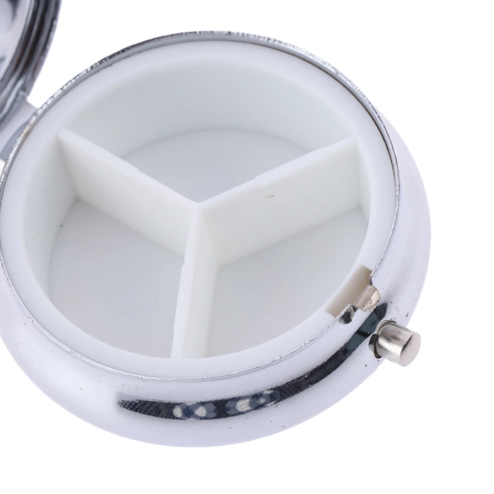 

Portable Pocket Pill Organizer Case 3 Compartments Pill Case Round Folding Medicine Box