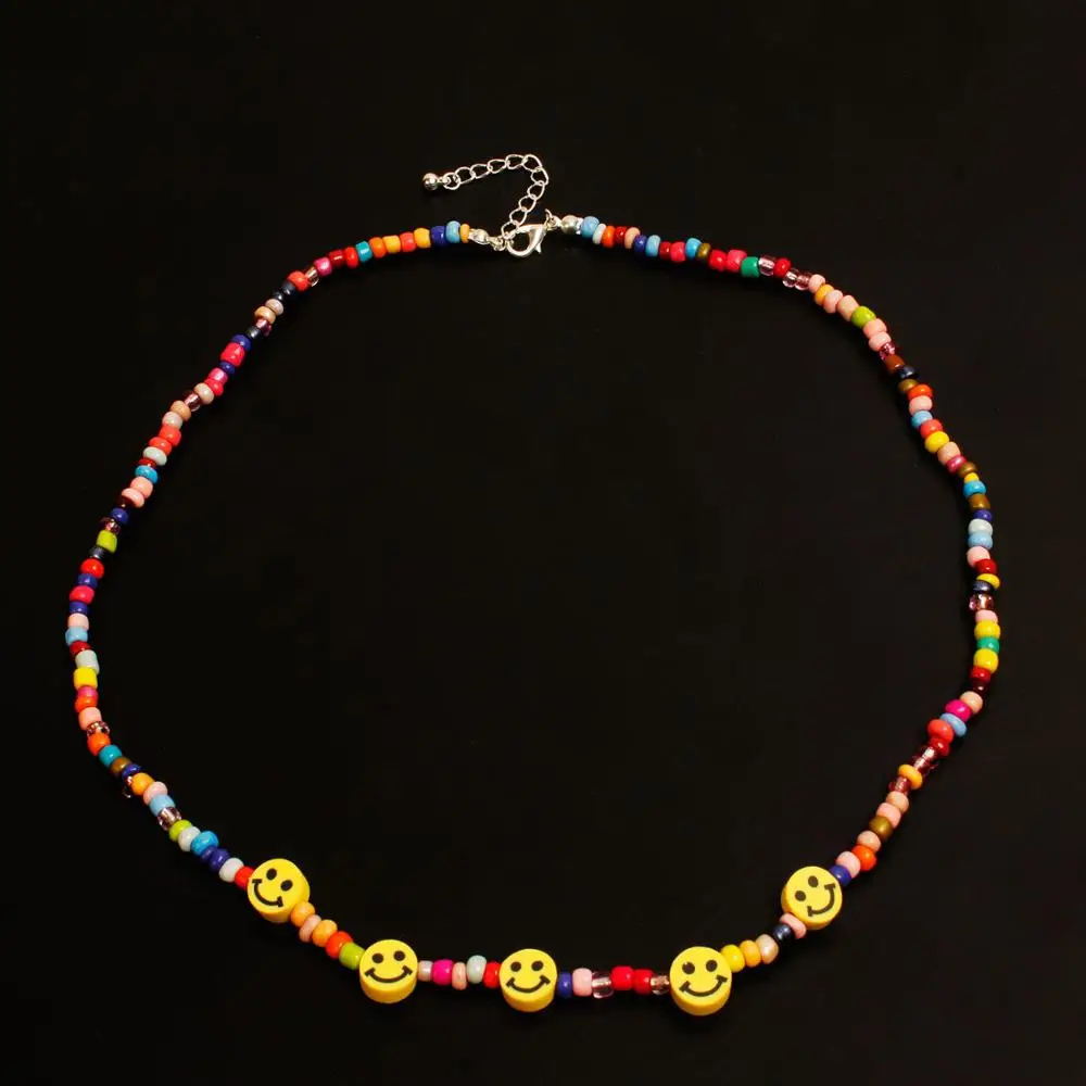 Новинка креативное летнее Радужное ожерелье с изображением улыбки милое цветное