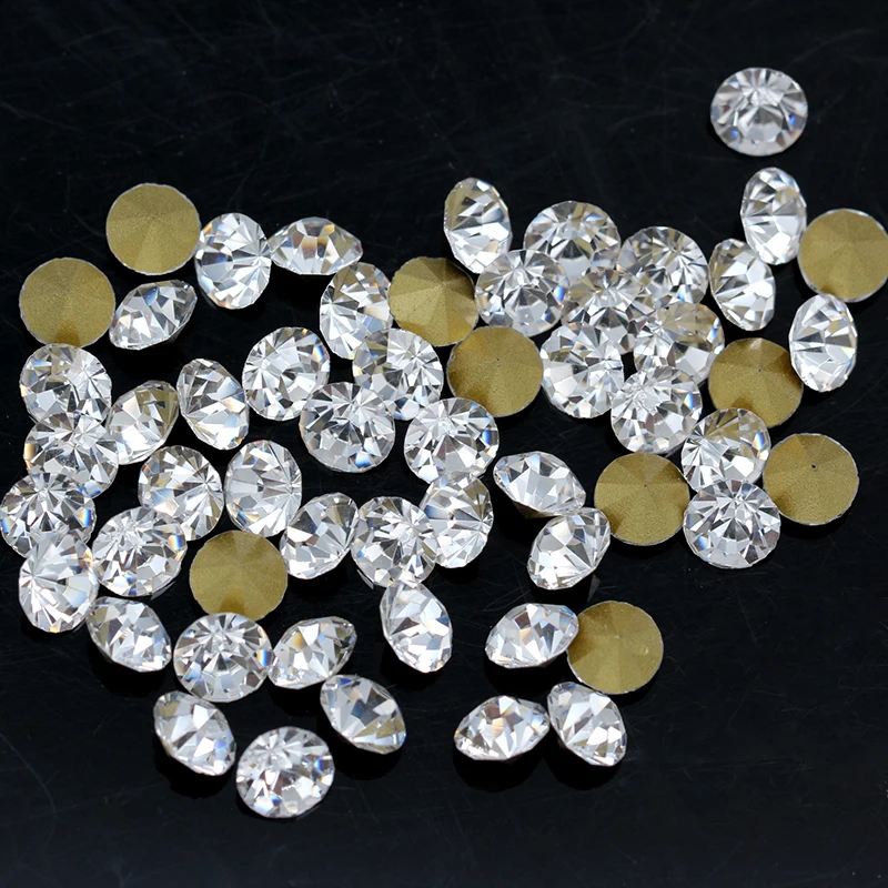 mixed 30colors 1-10mm Glass crystal Point Back Round Pointed Foiled glass stone for Nails art garment bags free shipping | Украшения и