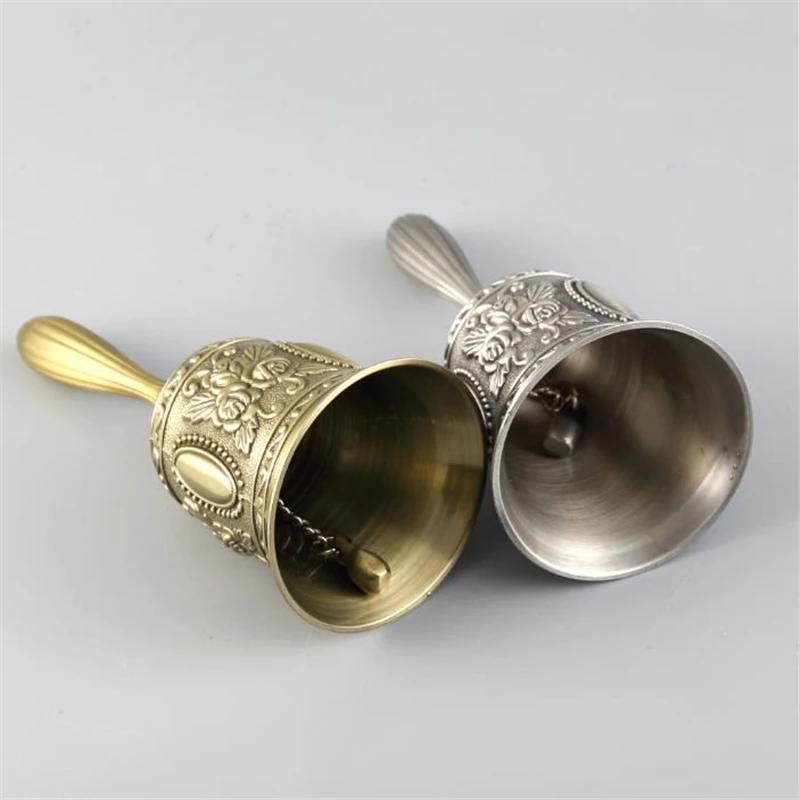 

Hand Call Bell Gold Silver Bells For Craft Wedding Decoration Alarm School Church Classroom Bar Hotel Multi-Purpose Vintage Bell