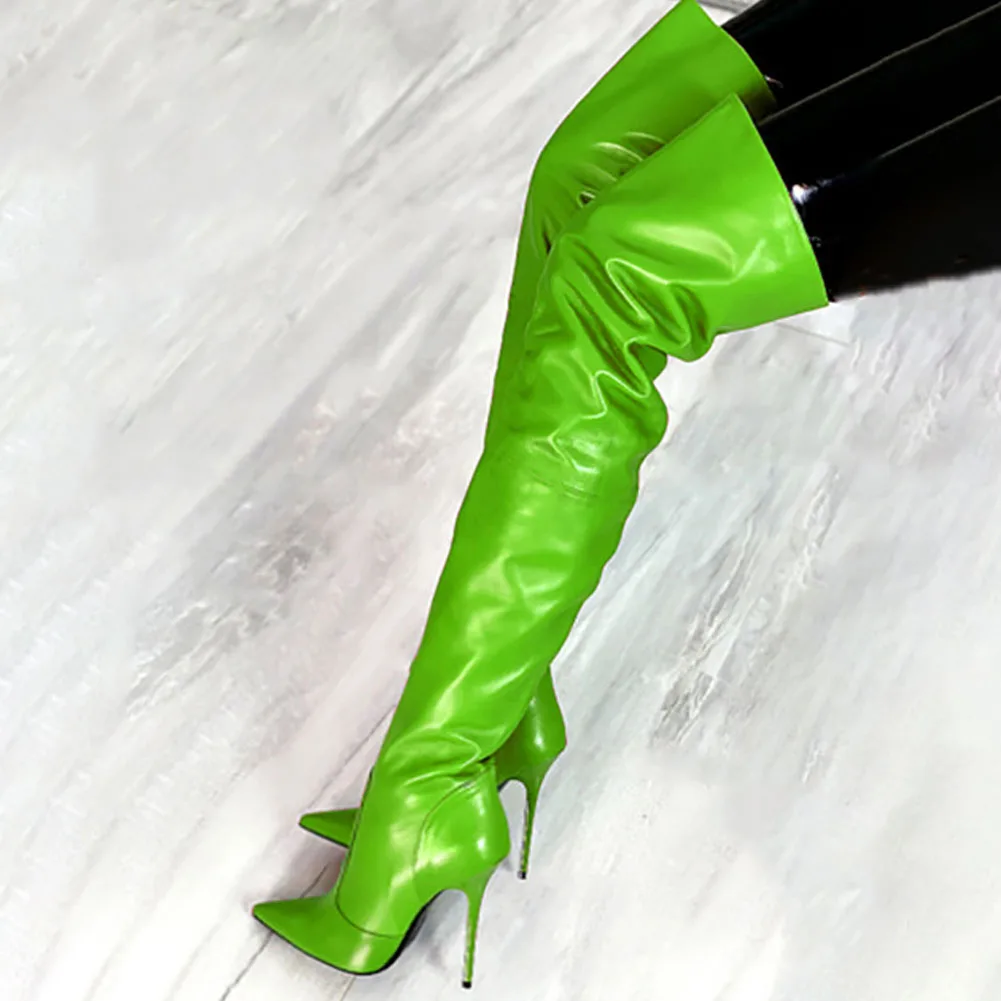 

2021 размера плюс, 47 цветов на заказ, высококачественные сексуальные фетиш-высокие каблуки, женские сапоги выше колена для вечевечерние