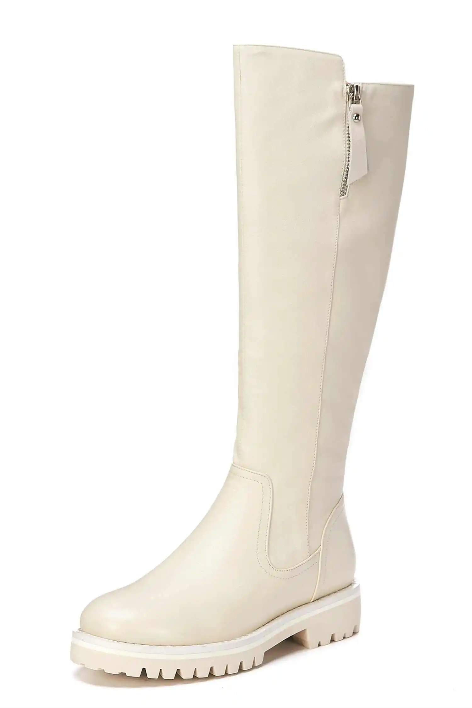 krazing pot winter super keep warm cozy cow leather knight boots round toe med heels solid zipper fashion thigh high boots L5f6