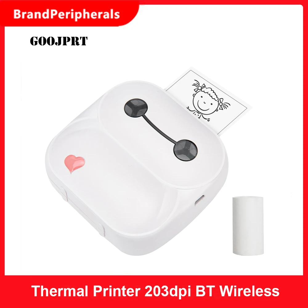 Карманный мини-принтер портативный термопринтер 203 точек/дюйм BT беспроводное