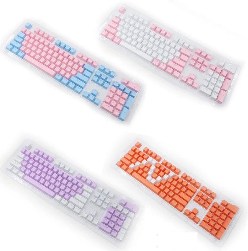 

ABS Keycap Transparent Key Caps 2 Color Injection Molding Keycaps for Closed Mechanical Keyboards 104key Standard