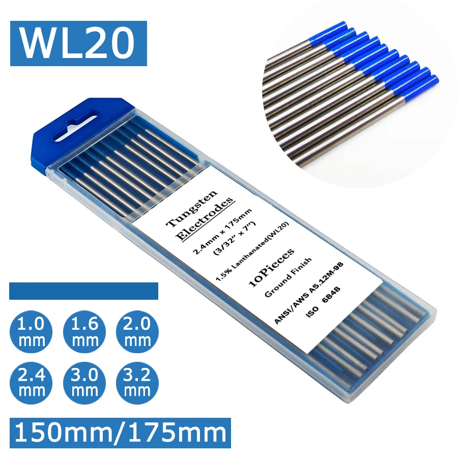 WL20 2% вольфрамовые электроды сварочные TIG 1 0/1 6/2 0/2 4/3 0/3 2 при низкой температуре 150/175