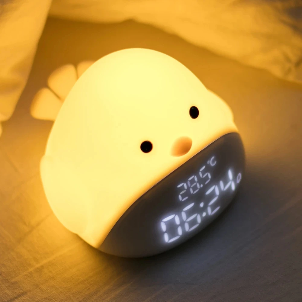 

Cartoon Bird Night Light For Children Baby Kids Gift Bedside Lamp USB LED Time Alarm Clock Silicone Touch Cute Rechargeable Lamp