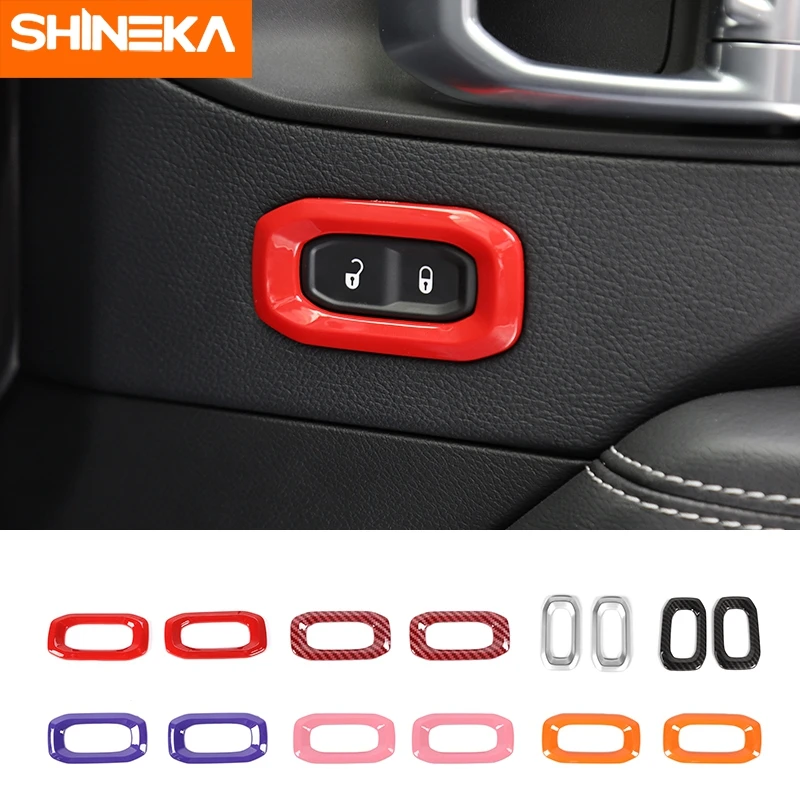 

SHINEKA Interior Accessories For Jeep Gladiator JT 2018+ Car Door Lock Switch Button Decor Stickers For Jeep Wrangler JL 2018+