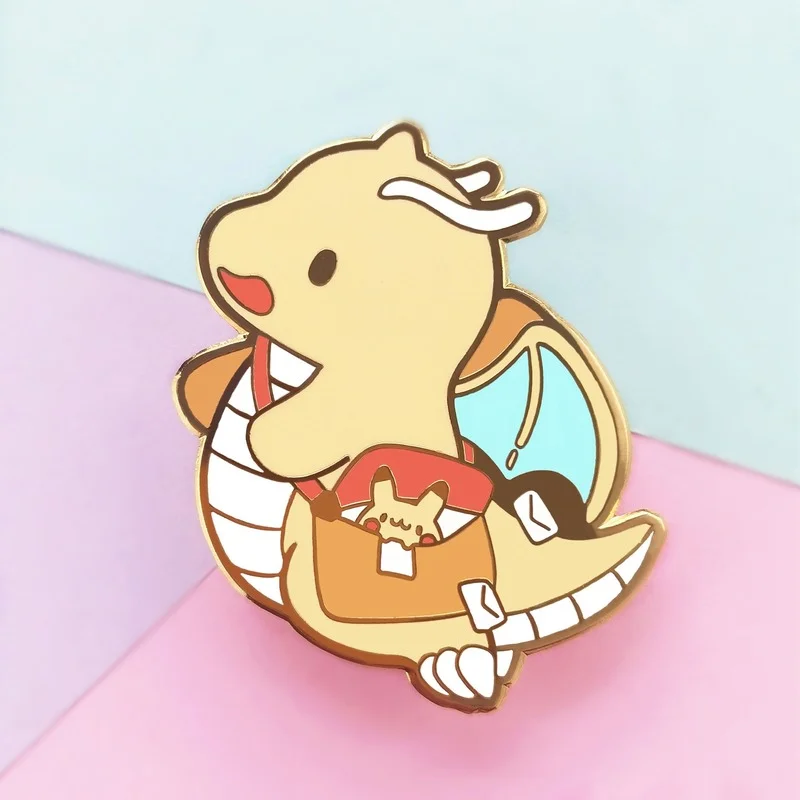 

2021 Kawaii Enamel Pins Cute Cartoon Flying Dragon Lapel Pin Video Game Fan Collection Badge Fashion Jewelry